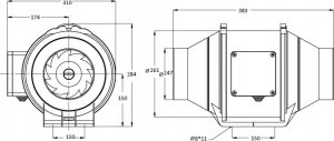 AWENTA Wentylator ścienny osiowy Awenta WO250 fi 250mm 38W 740m3/h 230V biały 3