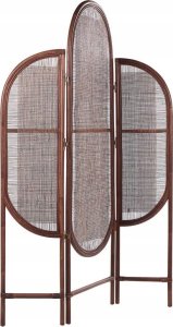 Beliani 3-panelowy składany parawan pokojowy rattanowy 134 x 180 cm ciemny VIGEVANO 5