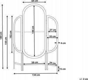 Beliani 3-panelowy składany parawan pokojowy rattanowy 134 x 180 cm ciemny VIGEVANO 10