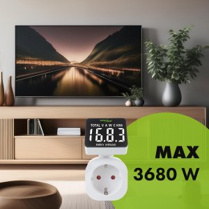 GreenBlue Miernik energii , watomierz, 16A, max. 3680W, podtrz.pamięci, GB620 E 9