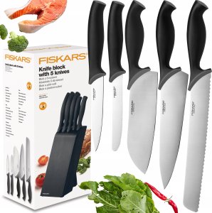Excellent Houseware Zestaw komplet 5 noży Fiskars 1073023 czarny 13