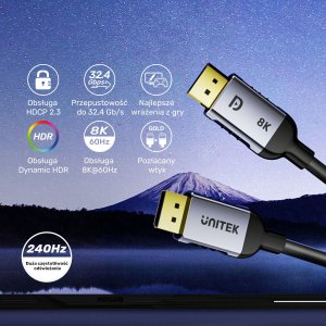 Kabel Unitek DisplayPort - DisplayPort 2m czarny (C1628GY01-2M) 4
