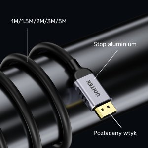 Kabel Unitek DisplayPort - DisplayPort 2m czarny (C1628GY01-2M) 9