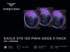 Wentylator PREYON Eagle Eye 120 PWM ARGB 3-pack (PEE1203B) 7