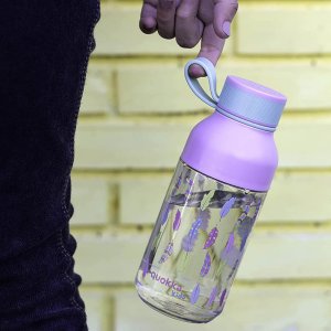 Quokka Quokka Ice Kids with strap - Butelka na wodę z tritanu 430 ml z paskiem (Feathers) 2