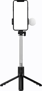 Selfie stick Hurtel Selfie stick WH1YXS teleskopowy tripod 1m z okrągłą lampą i uchwytem na telefon - czarny 3