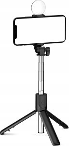 Selfie stick Hurtel Selfie stick WH1YXS teleskopowy tripod 1m z okrągłą lampą i uchwytem na telefon - czarny 4