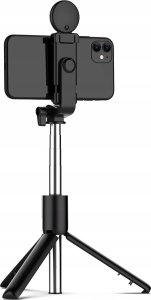 Selfie stick Hurtel Selfie stick WH1YXS teleskopowy tripod 1m z okrągłą lampą i uchwytem na telefon - czarny 6