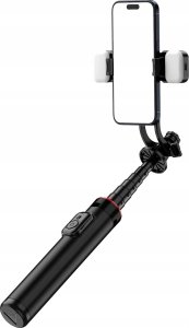 Selfie stick Hurtel Selfie stick WC12YDS teleskopowy tripod 1.3m ze stopu aluminium z podwójną lampą i uchwytem na telefon - czarny 5