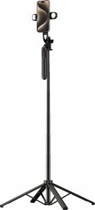 Selfie stick Hurtel Selfie stick WH181D-Y1S teleskopowy statyw 1.75m ze stopu aluminium z podwójną lampą i uchwytem na telefon - czarny 2