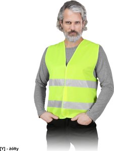 Reis OX-LUMI - Kamizelka ostrzegawcza z dwoma poziomymi pasami odblaskowymi - żółty M 6