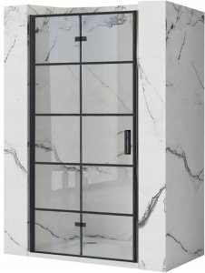 Alkotest REA-K6963 / REA / MOLIER / DRZWI PRYSZNICOWE SKŁADANE BLACK KRATKA 100X190 UNIWER. TRANSPARENT / 6