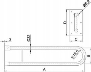 UUWC-6 / CORRADOMED / UCHWYT UCHYLNY DO WC 600MM BIAŁY 3