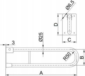 UUWC-6 / CORRADOMED / UCHWYT UCHYLNY DO WC 600MM BIAŁY 6