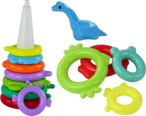 LeanToys Piramidka Żyrafa Układanka 13 Kółek Kolorowa 43cm x 18cm x 18cm 3