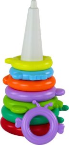 LeanToys Piramidka Żyrafa Układanka 13 Kółek Kolorowa 43cm x 18cm x 18cm 4