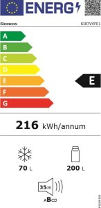 Lodówka Siemens Siemens iQ300 KI87VVFE1, 270 L, SN-T, 35 dB, 3.2 kg/24h, E, White 12
