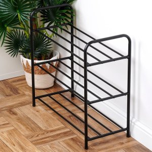 Vilde Półka Regał na Buty 3-Poziomowy Metalowy Czarny Solidny VILDE 63x28x60 cm 6