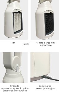 Wentylator Air Essence Plazmowy wentylator bezłopatkowy i oczyszczacz powietrza Air Essence LevanteLift Grey Purple z funkcją jonizacji 3