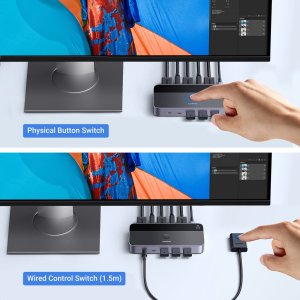 Przełącznik Ugreen Przełącznik KVM UGREEN CM664 switch 3xUSB-A,2xUSB-B,2xUSB-C,3xHDMI,micro USB czarny 9