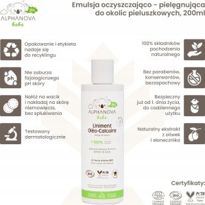 Alphanova Bebe Bio* Emulsja oczyszczająca z kompleksem pielęgnacyjnym do okolic pieluszkowych 200ml 2