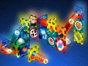 Jokomisiada Klocki Magnetyczne 3D dla dzieci Zbuduj Świecący Tor Kulkowy 49 ele ZA5250 12