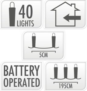 Koopman Lampki druciki na baterie girlanda 40 led zimny biały 3