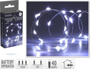 Koopman Lampki druciki na baterie girlanda 40 led zimny biały 4