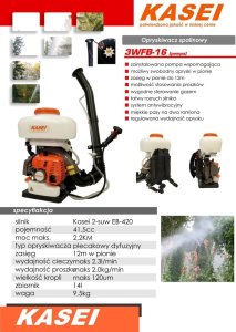 KASEI 3WFB-16 Opryskiwacz spalinowy do dezynfekcji plecakowy ogrodowy sadowniczy 14L + aplikator do granulatów z pompą wspomagającą 12m 6