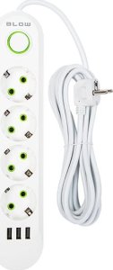 Blow 98-225# Przedłużacz sieciowy ps-450 4-gniazda 3xusb 5m biały 2x1mm 3