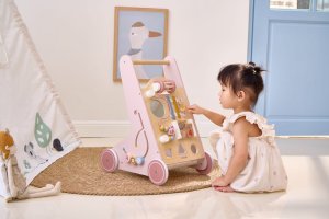 Viga Toys VIGA PolarB Drewniany Pchacz Chodzik Różowy Edukacyjny 5