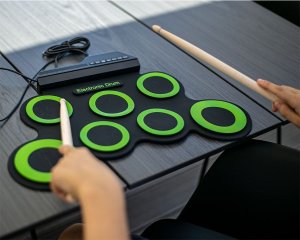 OEM PRZENOŚNA PERKUSJA ELEKTRYCZNA ZWIJANA DRUM PAD USB MP3 + PAŁECZKI 6