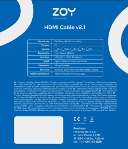 Kabel ZOY HDMI - HDMI 3m czarny (ZCH3) 5