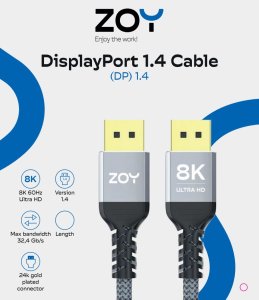 Kabel ZOY DisplayPort - DisplayPort 1.8m szary (ZCD18) 4