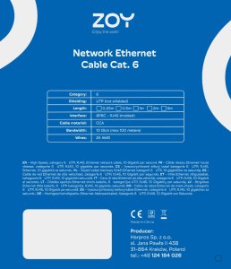 ZOY Kabel Sieciowy Ethernet Cat. 6 UTP CCA Niebieski 1m ZCR1B 5