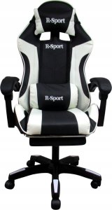 Fotel R-Sport Fotel Gamingowy K4 BIAŁO-CZARNY z podnóżkiem+masażer 3