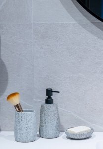 Dozownik do mydła AWD Interior Dozownik łazienkowy do mydła w płynie 400 ml szary kamionka 6