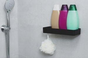 Kuchinox Półka łazienkowa ścienna z rantem przykręcana czarna 4,3x28,6x10,8cm 2