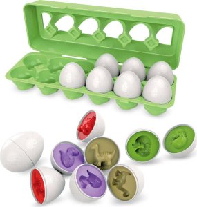 LeanToys Edukacyjny Zestaw Jajek Sorter Dinozaury Układanka 12 Sztuk 6