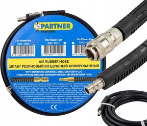 Partner Wąż gumowy pneumatyczny zbrojony 10mm x 5m z szybkozłączkami 2