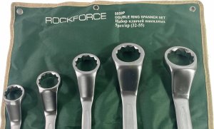 Rockforce Klucze oczkowe odgięte Zestaw 5 el. 32- 55 mm CrV 3