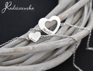 MEJK Jewellery Bransoletka Złota dla Mamy i Córki Serce Srebro 925 Grawer Łańcuszek 2