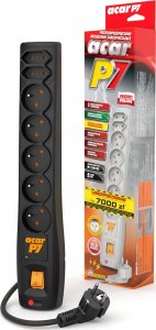 Listwa zasilająca Acar P7 przeciwprzepięciowa 7 gniazd 3 m czarna (W0115) 2