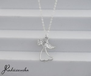 Radziszewska Jewellery Złoty Naszyjnik z Aniołkiem na Komunię Święta SREBRO 925 ŻYCZENIA 3