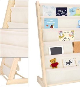 Springos Regał na książki dla dzieci, 80 cm organizer 5 półek, drewniany UNIWERSALNY 10