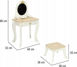 4IQ Toaletka drewniana dla dziewczynki z lustrem siedziskiem i akcesoriami LULILO Bella 4