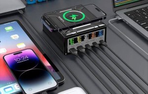 Ładowarka Blitzwolf Stacja ładująca Blitzwolf BW-S28 260W, 2xUSB-A, 3xUSB-C, 15W (czarna) 6