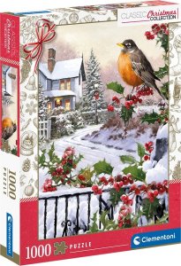 Clementoni CLE puzzle 1000 ChristmasColl.Robin_Holly 81501 2