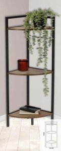 Home Styling Collection Regał narożny metalowy, 3 półki z MDF, 23,5 x 23,5 x 76 cm 3