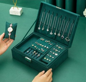 eCarla Szkatułka na biżuterię kuferek etui organizer butelkowa zieleń pudełko PD133 2